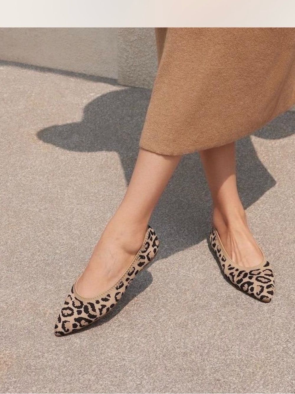 Leopard Print Pointed D'Orsay Flats - Brown/Black
